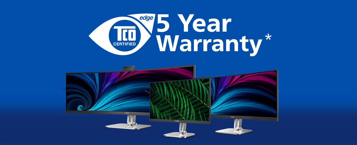 Monitor Philips certificati TCO e garanzia di cinque anni.