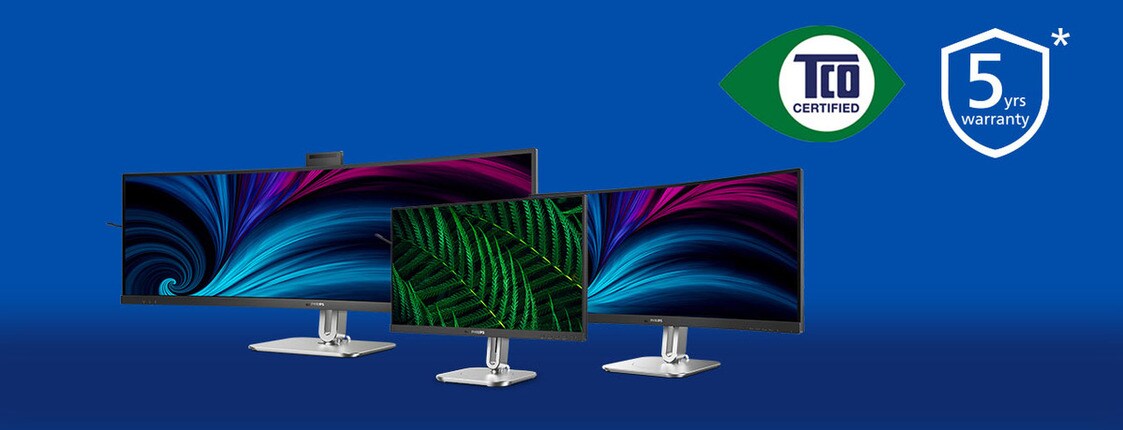 Monitor Philips certificati TCO e garanzia di cinque anni.