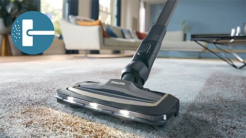 L'aspirapolvere e lavapavimenti senza filo AquaTrio serie 9000 pulisce tappeti e moquette