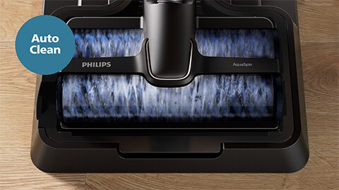 Aspirapolvere e lavapavimenti senza filo AquaTrio serie 9000 con sistema di pulizia automatica igienico