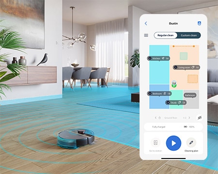 App Philips HomeRun, schermo del telefono con funzionalità di mappatura delle stanze