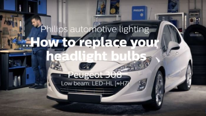 Istruzioni di sostituzione delle lampadine per fari anteriori per Peugeot 308