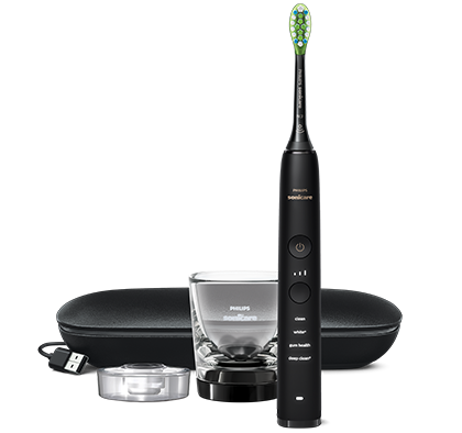 Philips Sonicare DiamondClean with puck and travel case, black edition, HX9351/52