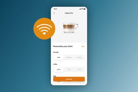 Schermata dell'app Philips Coffee+ per una maggiore praticità