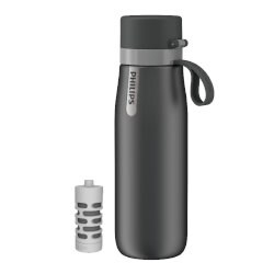 Borraccia Philips GoZero, 1 Filtro incluso,Fitness Bottle 590ml,  Filtrazione Carbone Attivo Acqua Depurata, Rosso Chiaro