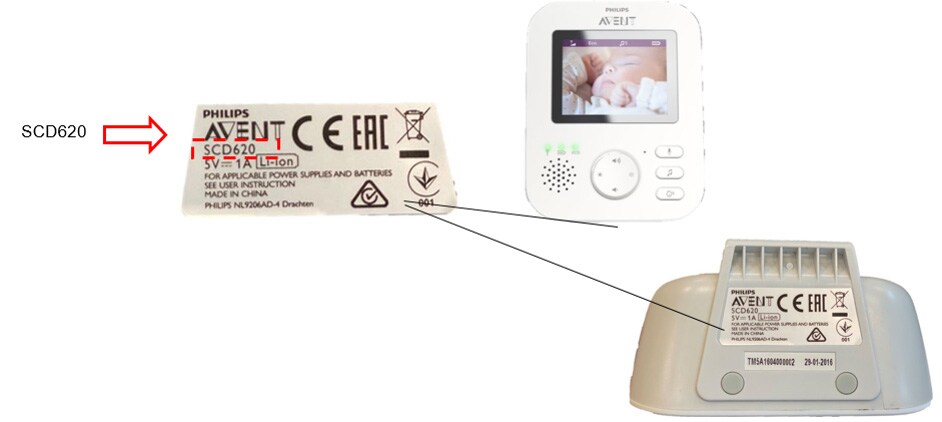Codice prodotto del Baby monitor video Philips Avent SCD620